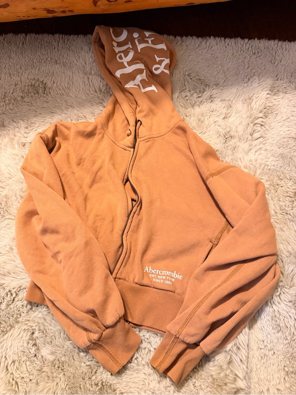 Abercrombie & Fitch Girls Cropped Hoodie in Camel